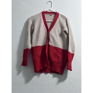 Fossil Vintage Colorblock Sweater Cardigan chunky grandpa S